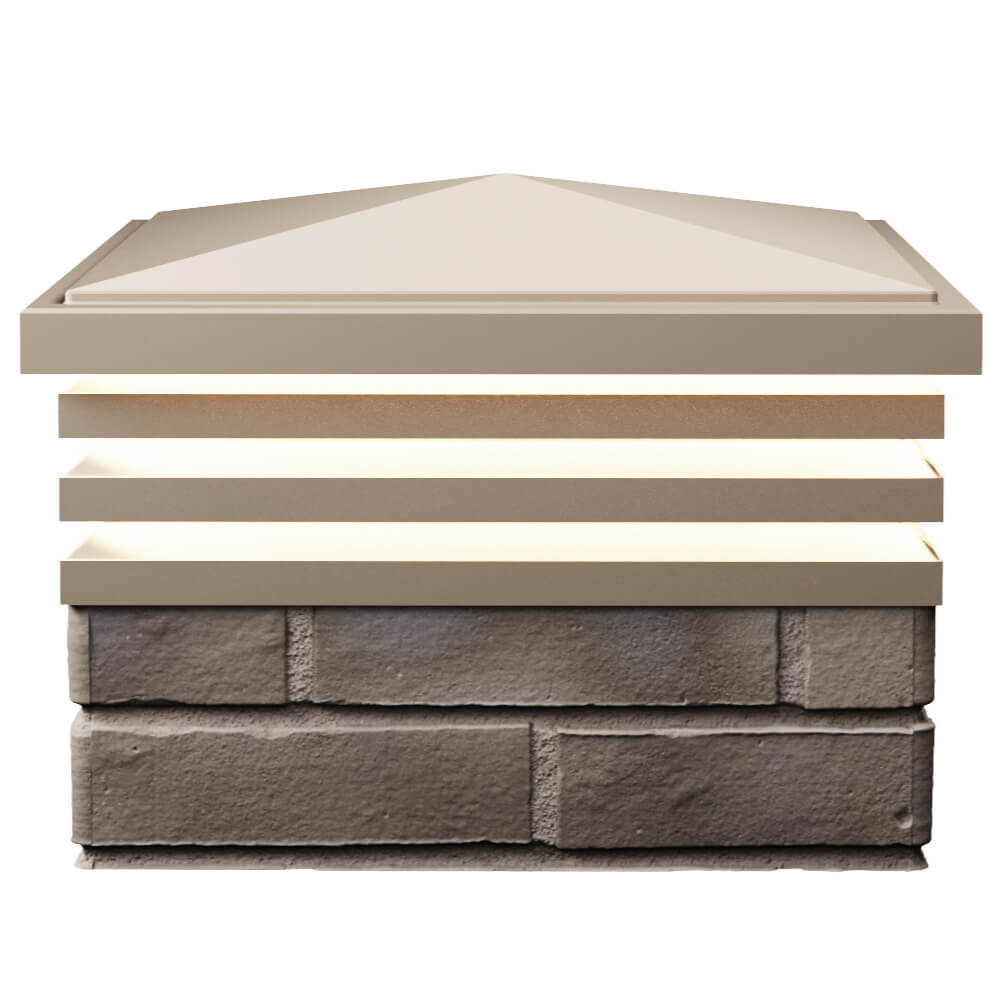 Колпак Zking Бона ХайТек Бежевый на столб 1.5х1.5 кирпича (385х385мм) с подсветкой в Арзамасе фото