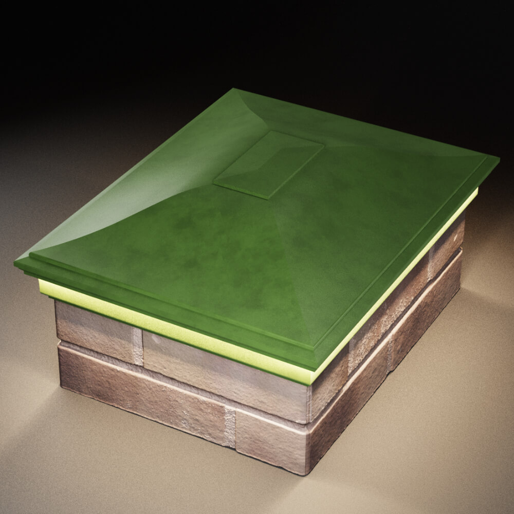 Колпак Zking Монблан Зеленый на столб 2х1.5 кирпича (515х385мм) c подсветкой в Арзамасе фото