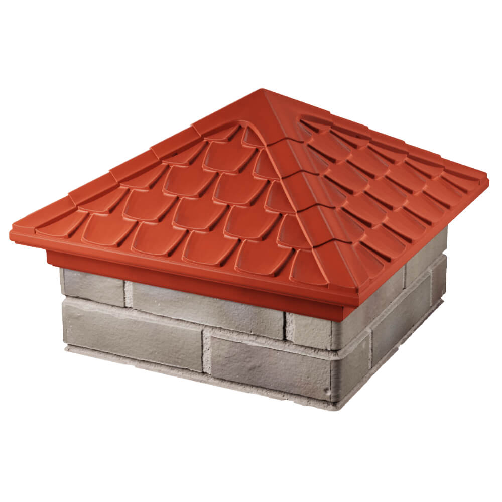 Колпак Zking Эльбрус Красный на столб 1.5х1.5 кирпича (385х385мм) в Арзамасе фото