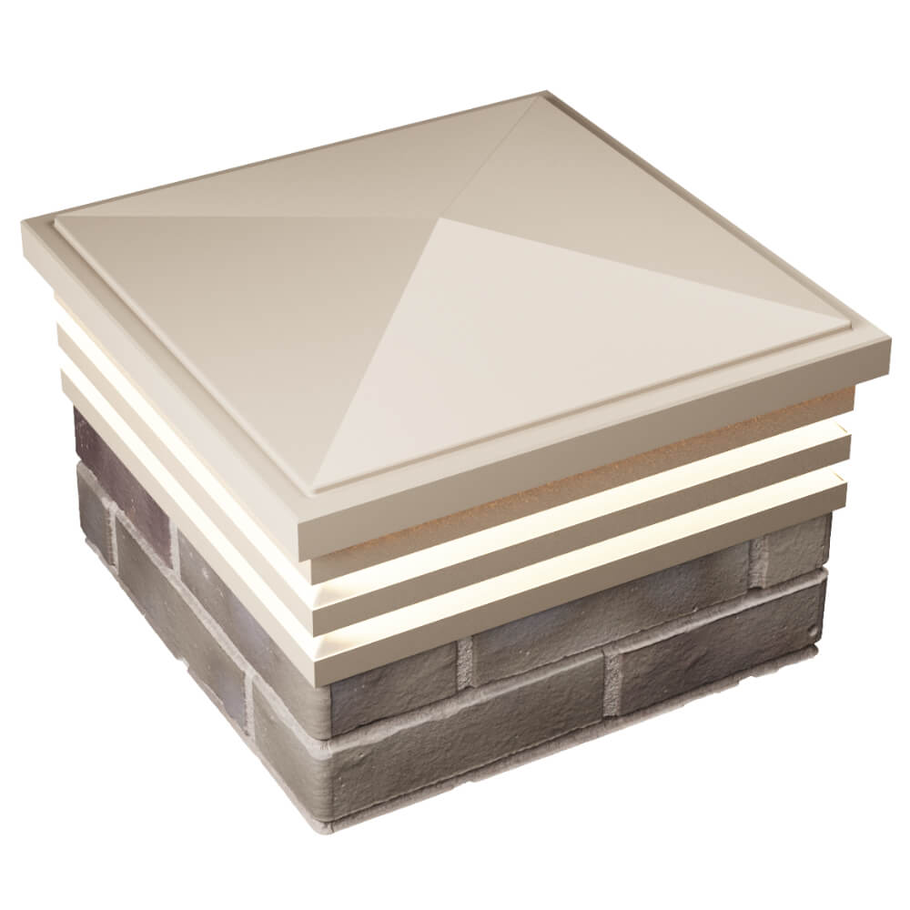 Колпак Zking Бона ХайТек Бежевый на столб 1.5х1.5 кирпича (385х385мм) с подсветкой в Арзамасе фото