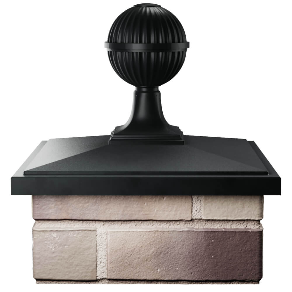 Колпак Zking БонаМоно Черный с шаром на столб 1.5х1.5 кирпича (385х385, 400х400мм) в сборе Арзамас фото