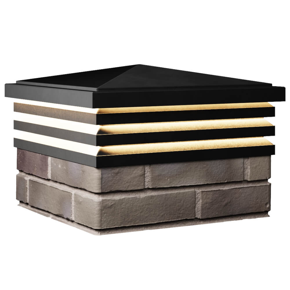 Колпак Zking Бона ХайТек Черный на столб 1.5х1.5 кирпича (385х385мм) с подсветкой в Арзамасе фото