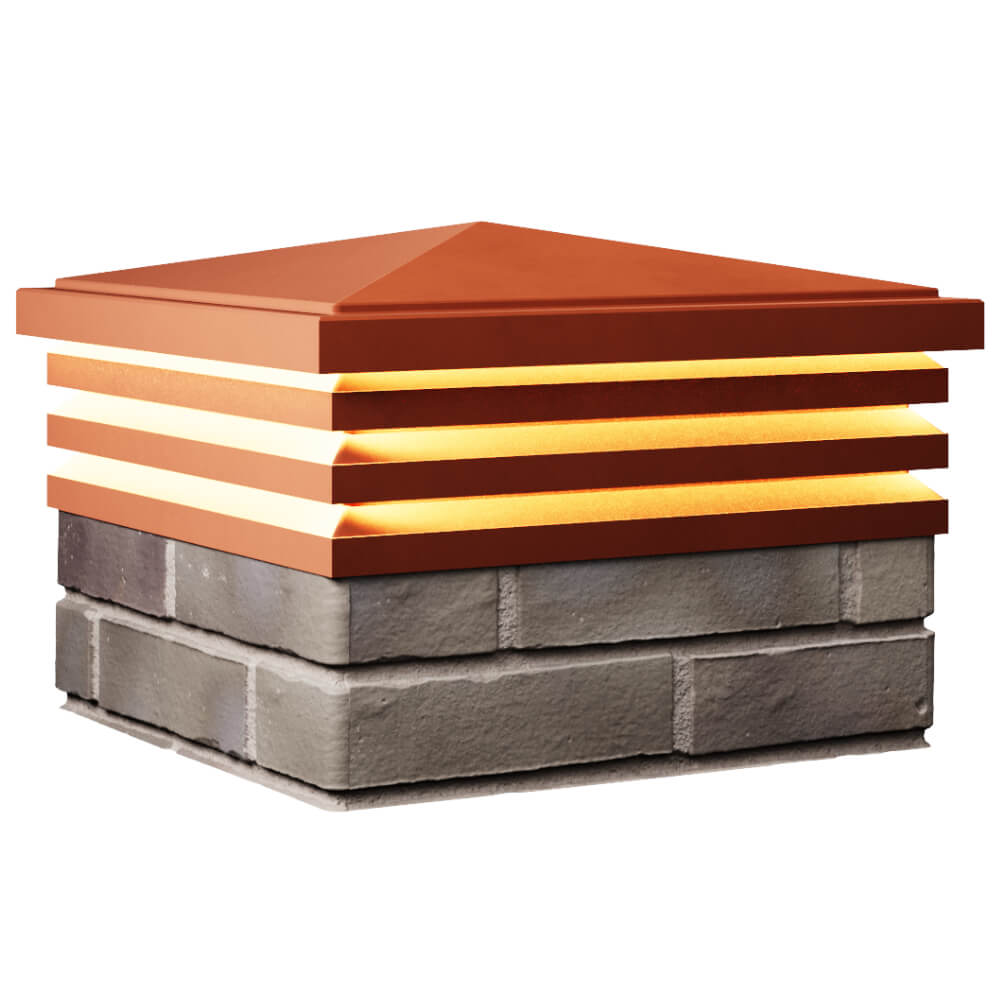 Колпак Zking Бона ХайТек Красный на столб 1.5х1.5 кирпича (385х385мм) с подсветкой в Арзамасе фото