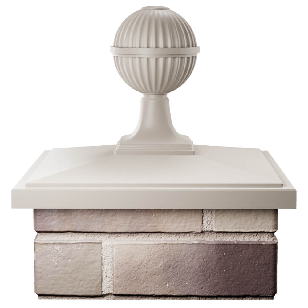 Колпак Zking БонаМоно Бежевый с шаром на столб 1.5х1.5 кирпича (385х385, 400х400мм) в сборе Арзамас фото
