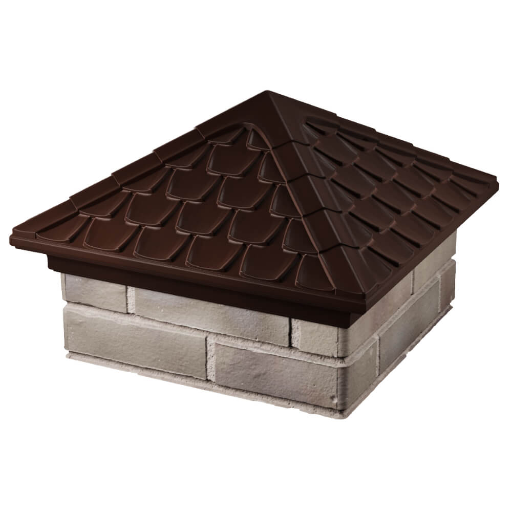 Колпак Zking Эльбрус Коричневый на столб 1.5х1.5 кирпича (385х385мм) в Арзамасе фото