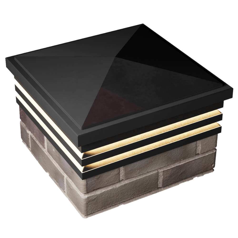 Колпак Zking Бона ХайТек Черный на столб 1.5х1.5 кирпича (385х385мм) с подсветкой в Арзамасе фото