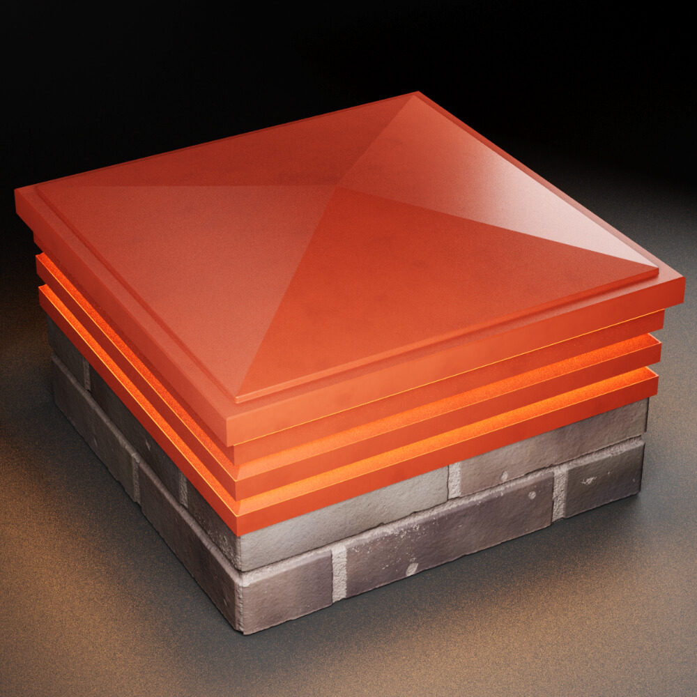 Колпак Zking Бона ХайТек Красный на столб 2х2 кирпича (513х513мм) с подсветкой в Арзамасе фото