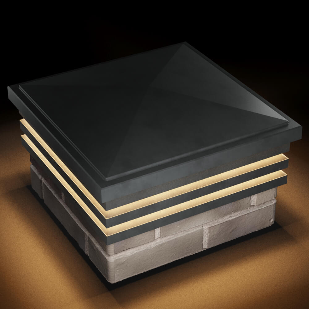 Колпак Zking Бона ХайТек Серый на столб 1.5х1.5 кирпича (385х385мм) с подсветкой в Арзамасе фото