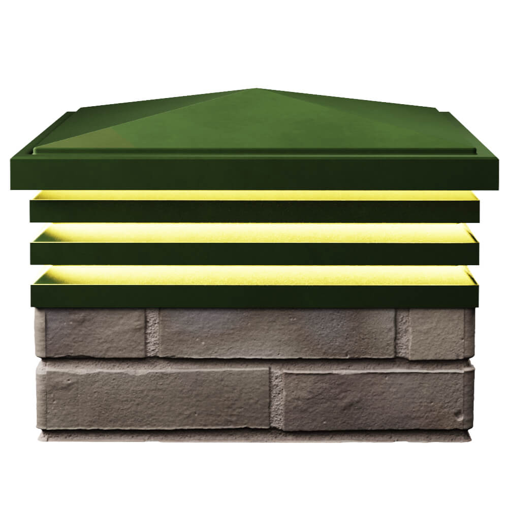 Колпак Zking Бона ХайТек Зеленый на столб 1.5х1.5 кирпича (385х385мм) с подсветкой в Арзамасе фото