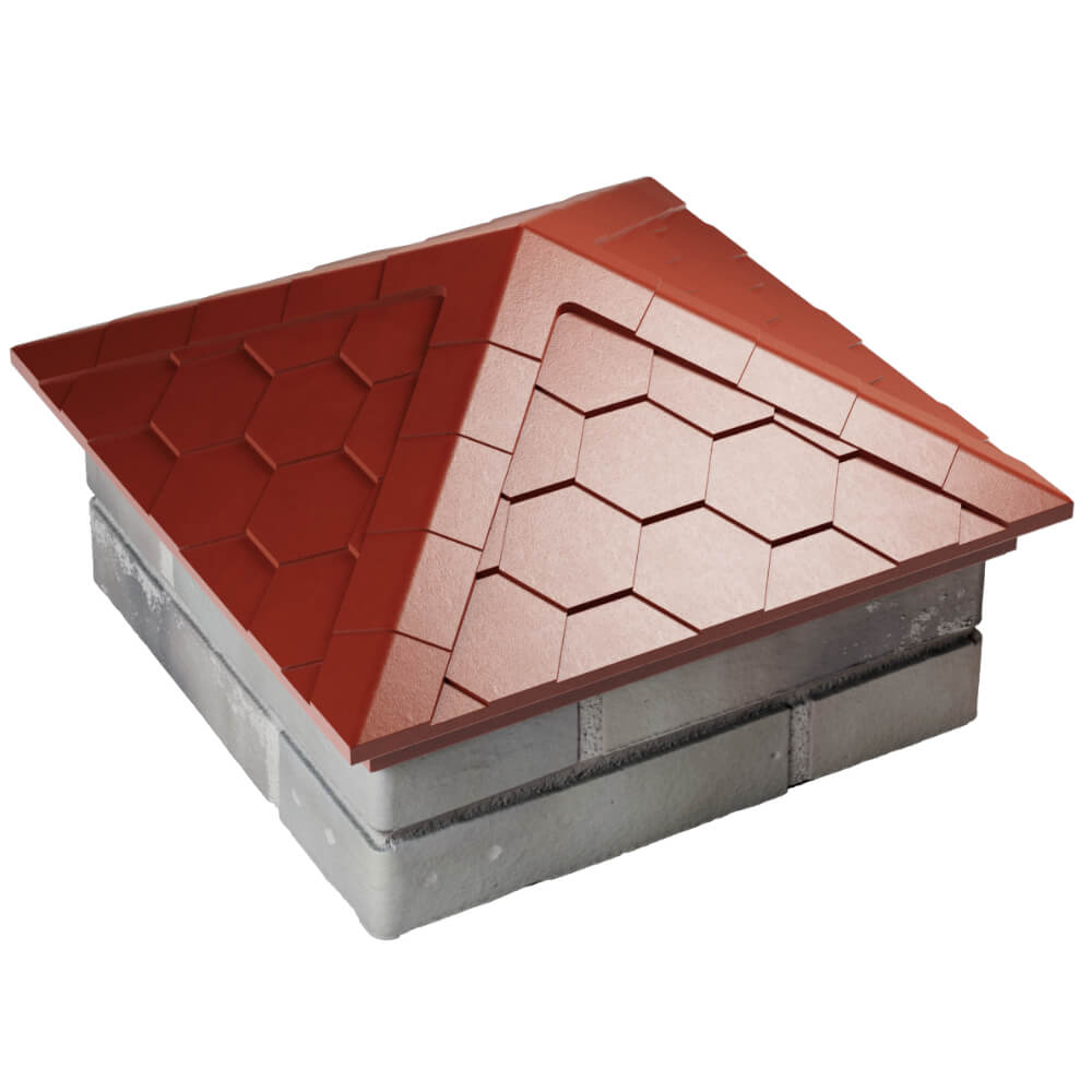 Колпак Zking Эверест Красный на столб 1.5х1.5 кирпича (390х390мм) в Арзамасе фото