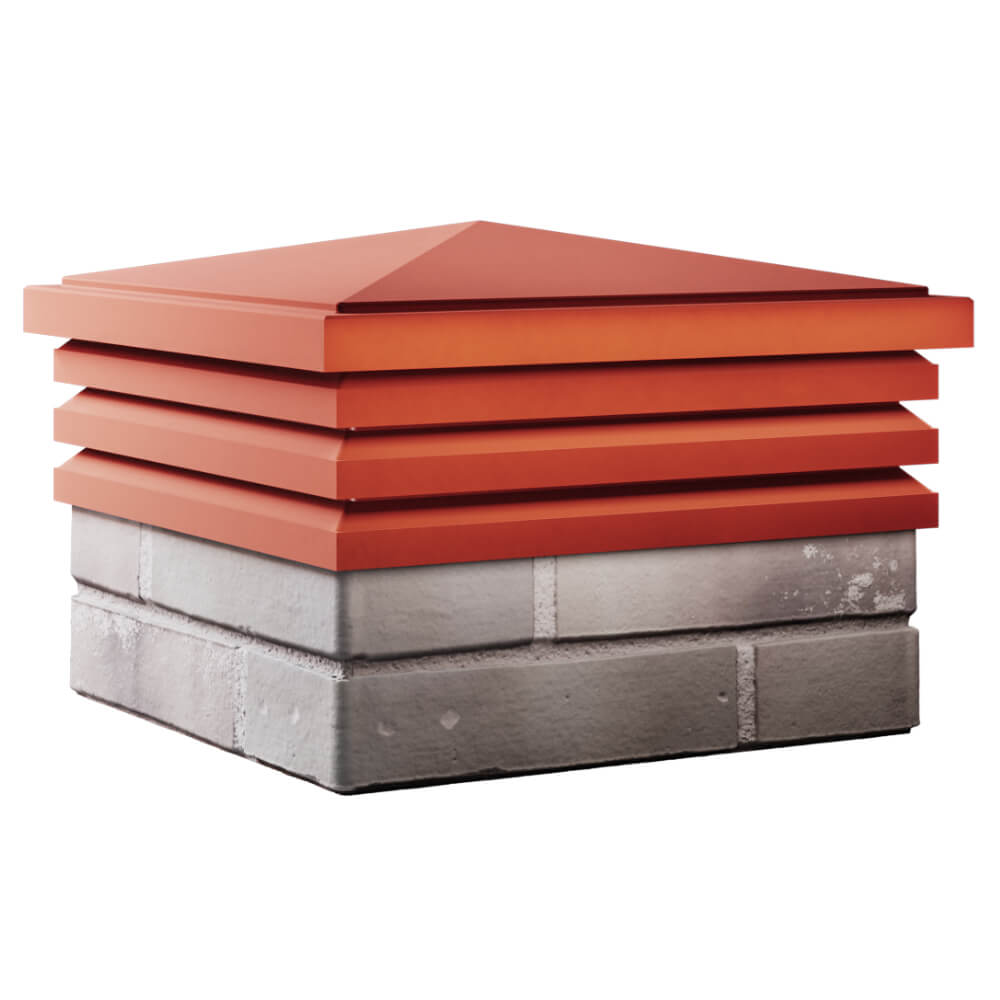 Колпак Zking Бона ХайТек Красный на столб 1.5х1.5 кирпича (385х385мм) в Арзамасе фото