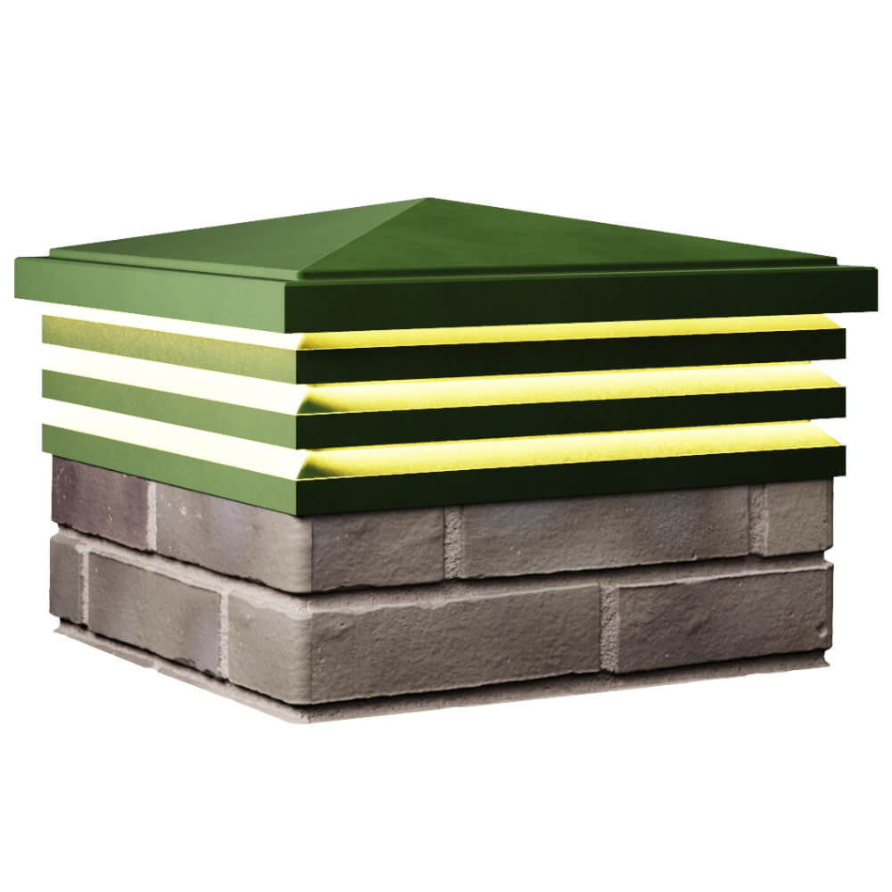 Колпак Zking Бона ХайТек Зеленый на столб 1.5х1.5 кирпича (385х385мм) с подсветкой в Арзамасе фото