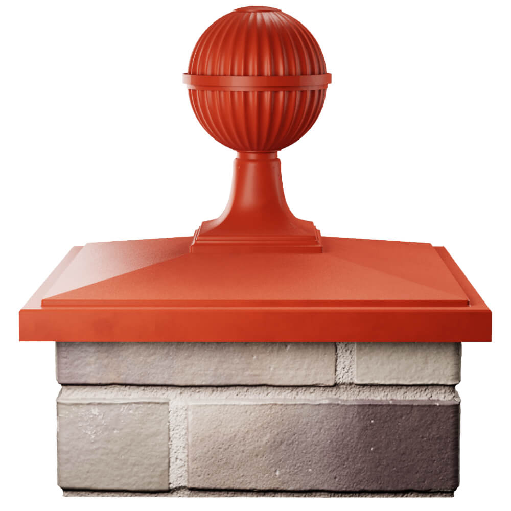 Колпак Zking БонаМоно Красный с шаром на столб 1.5х1.5 кирпича (385х385, 400х400мм) в сборе Арзамас фото