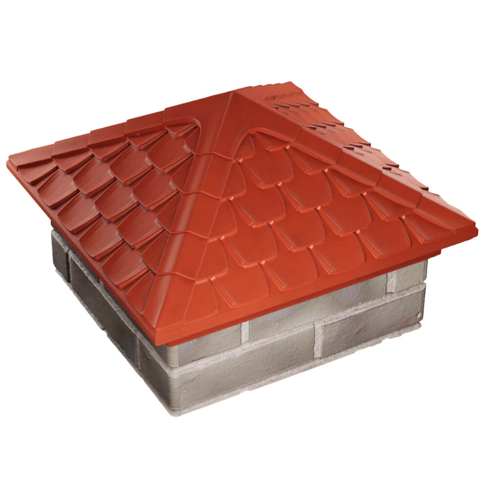 Колпак Zking Эльбрус Красный на столб 1.5х1.5 кирпича (385х385мм) в Арзамасе фото