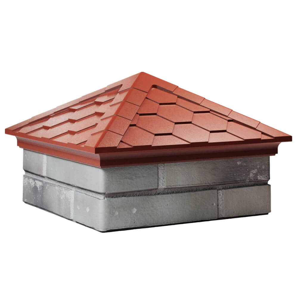 Колпак Zking Эверест Красный на столб 1.5х1.5 кирпича (390х390мм) в Арзамасе фото