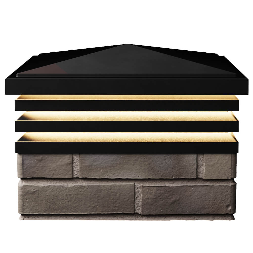 Колпак Zking Бона ХайТек Черный на столб 1.5х1.5 кирпича (385х385мм) с подсветкой в Арзамасе фото