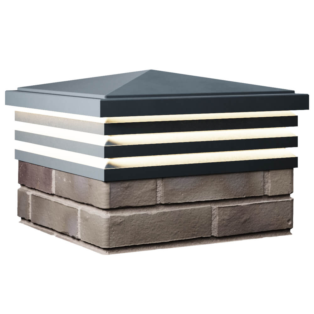 Колпак Zking Бона ХайТек Серый на столб 1.5х1.5 кирпича (385х385мм) с подсветкой в Арзамасе фото