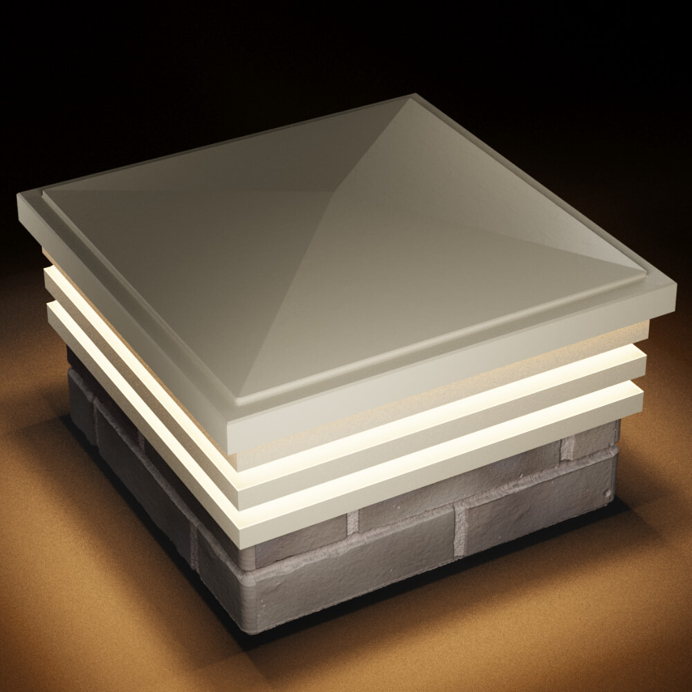 Колпак Zking Бона ХайТек Бежевый на столб 1.5х1.5 кирпича (385х385мм) с подсветкой в Арзамасе фото