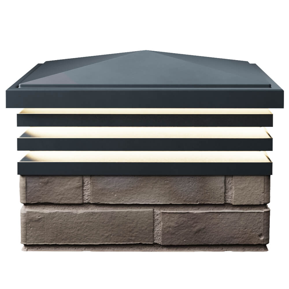 Колпак Zking Бона ХайТек Серый на столб 1.5х1.5 кирпича (385х385мм) с подсветкой в Арзамасе фото