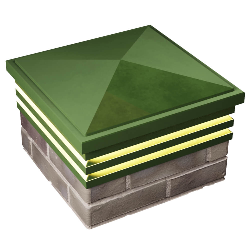 Колпак Zking Бона ХайТек Зеленый на столб 1.5х1.5 кирпича (385х385мм) с подсветкой в Арзамасе фото