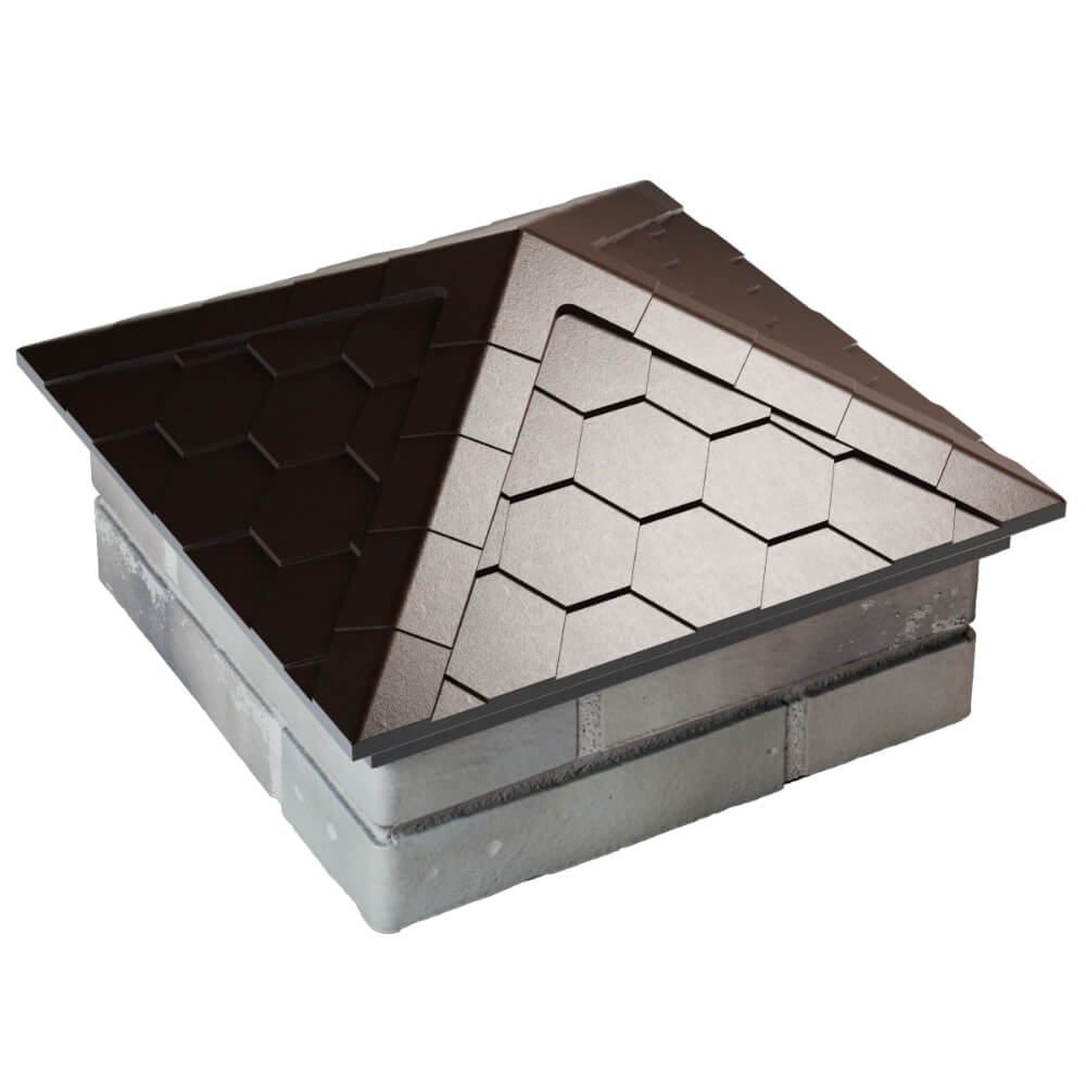 Колпак Zking Эверест Коричневый на столб 1.5х1.5 кирпича (390х390мм) в Арзамасе фото