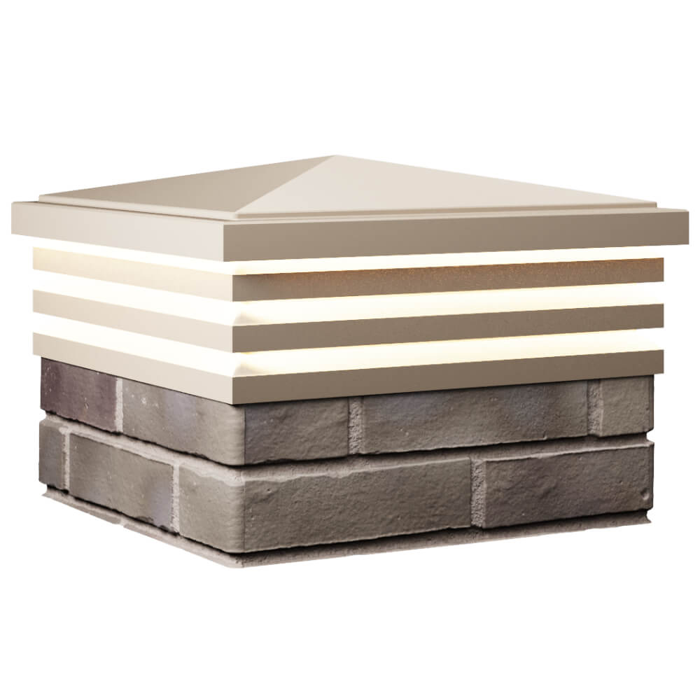 Колпак Zking Бона ХайТек Бежевый на столб 1.5х1.5 кирпича (385х385мм) с подсветкой в Арзамасе фото