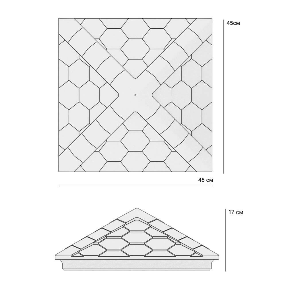 Колпак Zking Эверест Серый на столб 1.5х1.5 кирпича (390х390мм) в Арзамасе фото