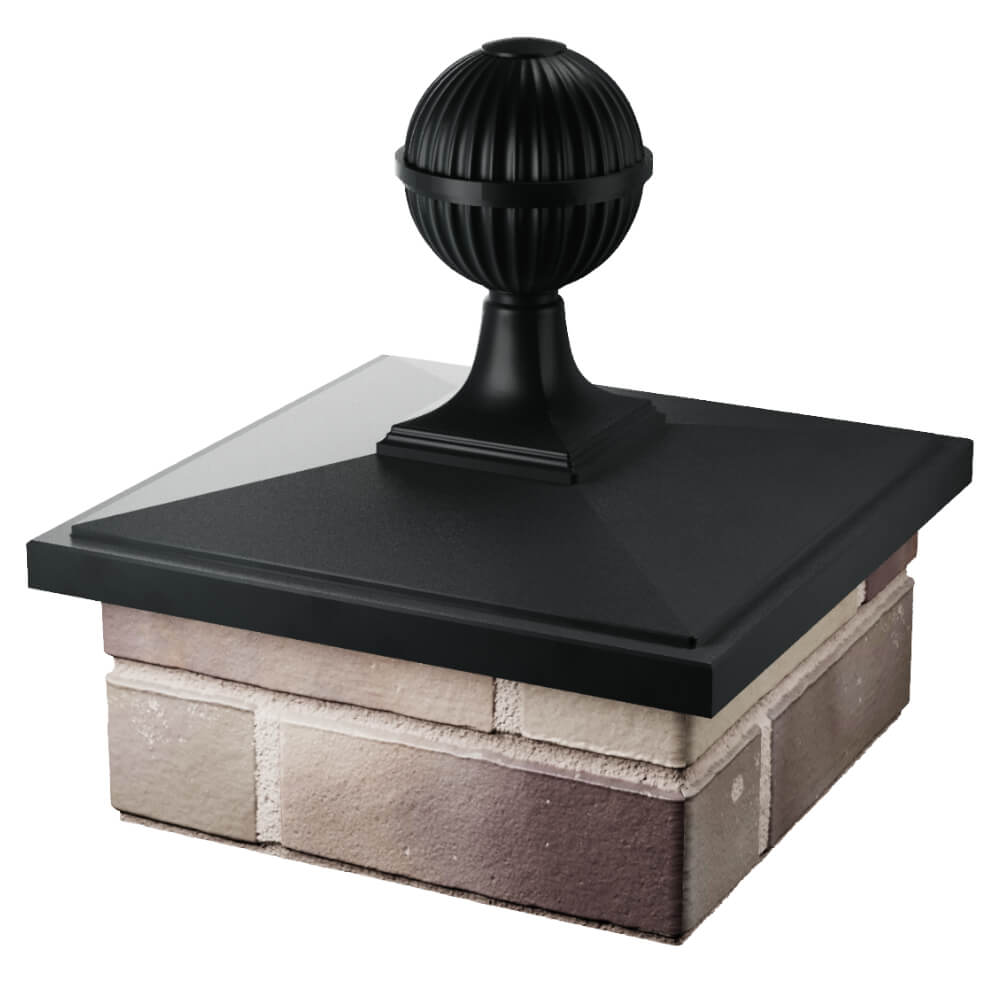 Колпак Zking БонаМоно Черный с шаром на столб 1.5х1.5 кирпича (385х385, 400х400мм) в сборе в Арзамасе фото