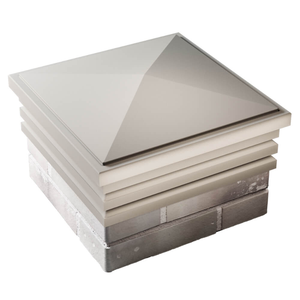 Колпак Zking Бона ХайТек Бежевый на столб 1.5х1.5 кирпича (385х385мм) в Арзамасе фото