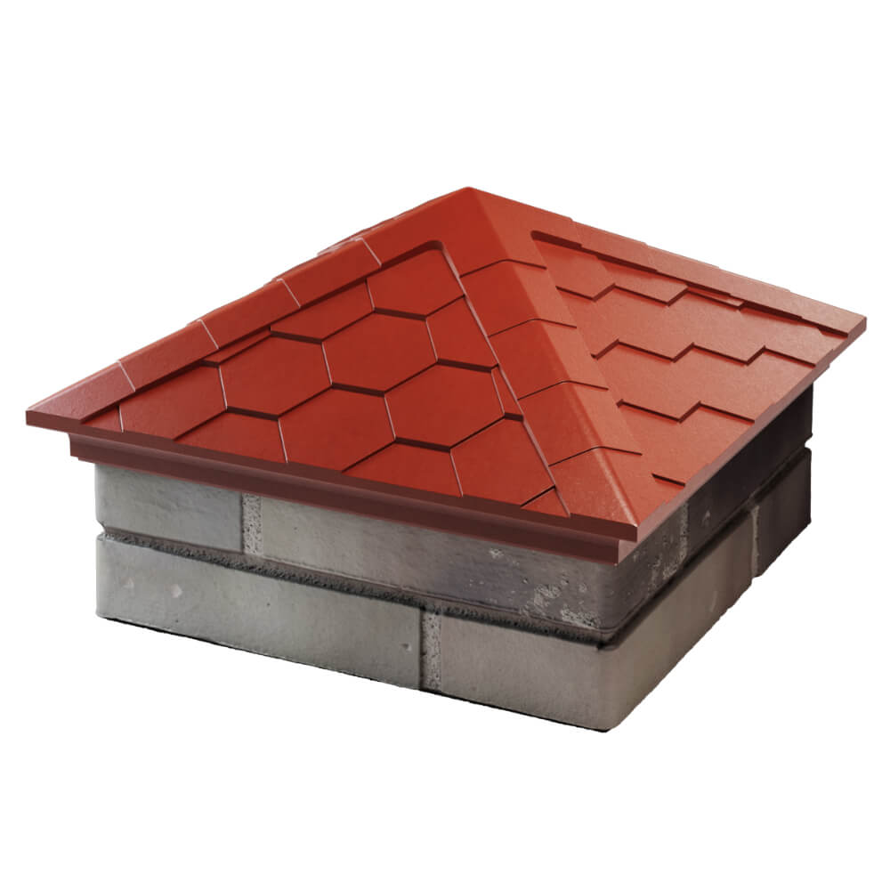 Колпак Zking Эверест Красный на столб 1.5х1.5 кирпича (390х390мм) в Арзамасе фото