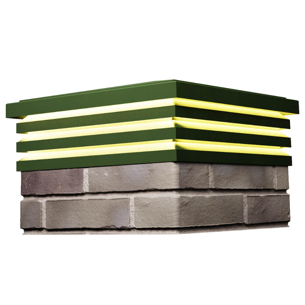 Колпак Zking Бона ХайТек Зеленый на столб 1.5х1.5 кирпича (385х385мм) с подсветкой в Арзамасе фото