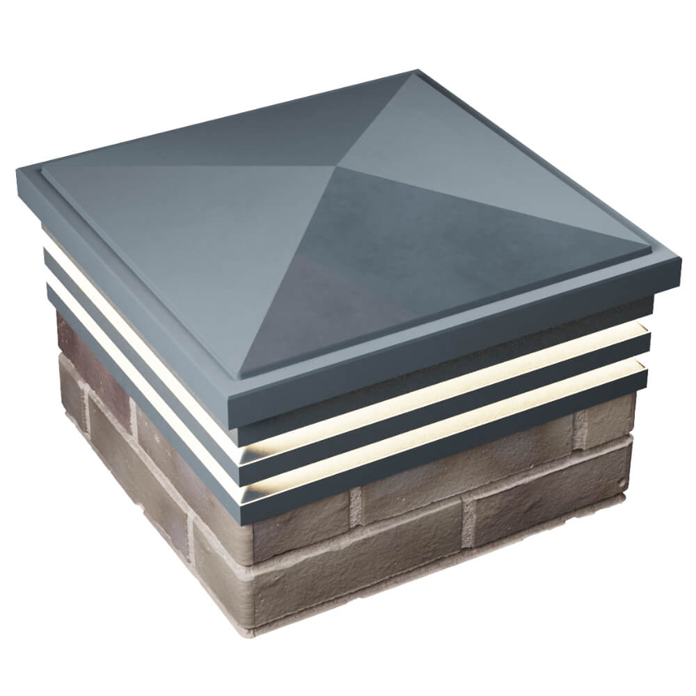 Колпак Zking Бона ХайТек Серый на столб 1.5х1.5 кирпича (385х385мм) с подсветкой в Арзамасе фото