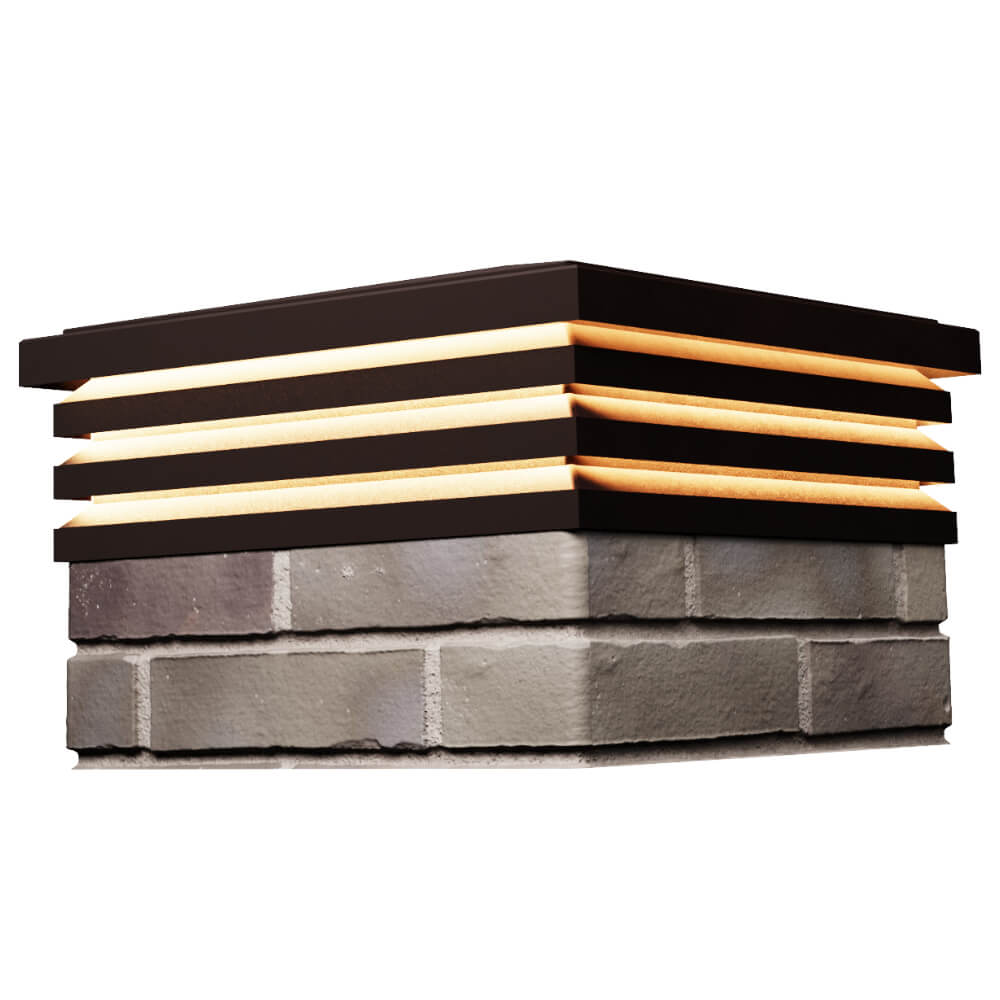 Колпак Zking Бона ХайТек Коричневый на столб 1.5х1.5 кирпича (385х385мм) с подсветкой в Арзамасе фото