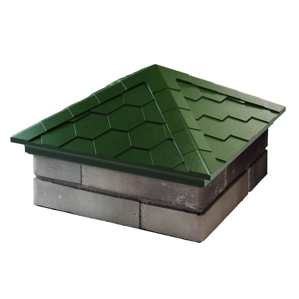 Колпак Zking Эверест Зеленый на столб 1.5х1.5 кирпича (390х390мм) в Арзамасе фото