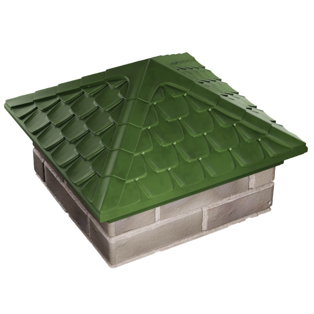 Колпак Zking Эльбрус Зеленый на столб 1.5х1.5 кирпича (385х385мм) в Арзамасе фото