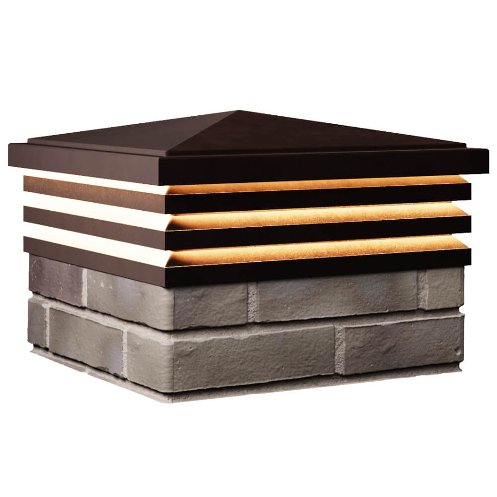 Колпак Zking Бона ХайТек Коричневый на столб 1.5х1.5 кирпича (385х385мм) с подсветкой в Арзамасе фото