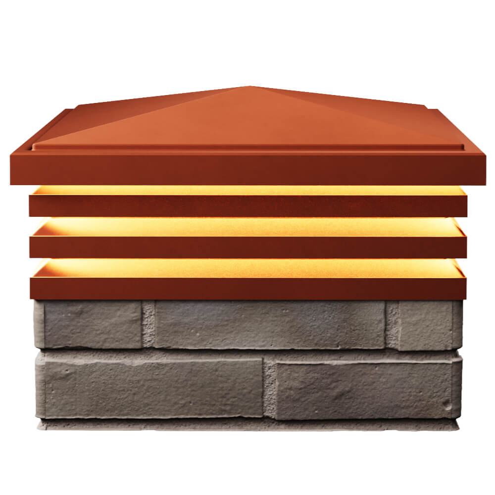 Колпак Zking Бона ХайТек Красный на столб 1.5х1.5 кирпича (385х385мм) с подсветкой в Арзамасе фото