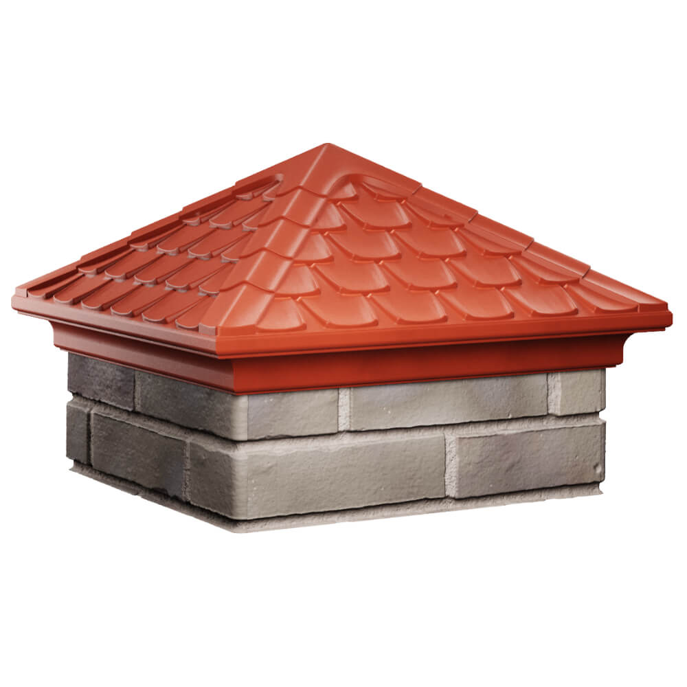 Колпак Zking Эльбрус Красный на столб 1.5х1.5 кирпича (385х385мм) в Арзамасе фото