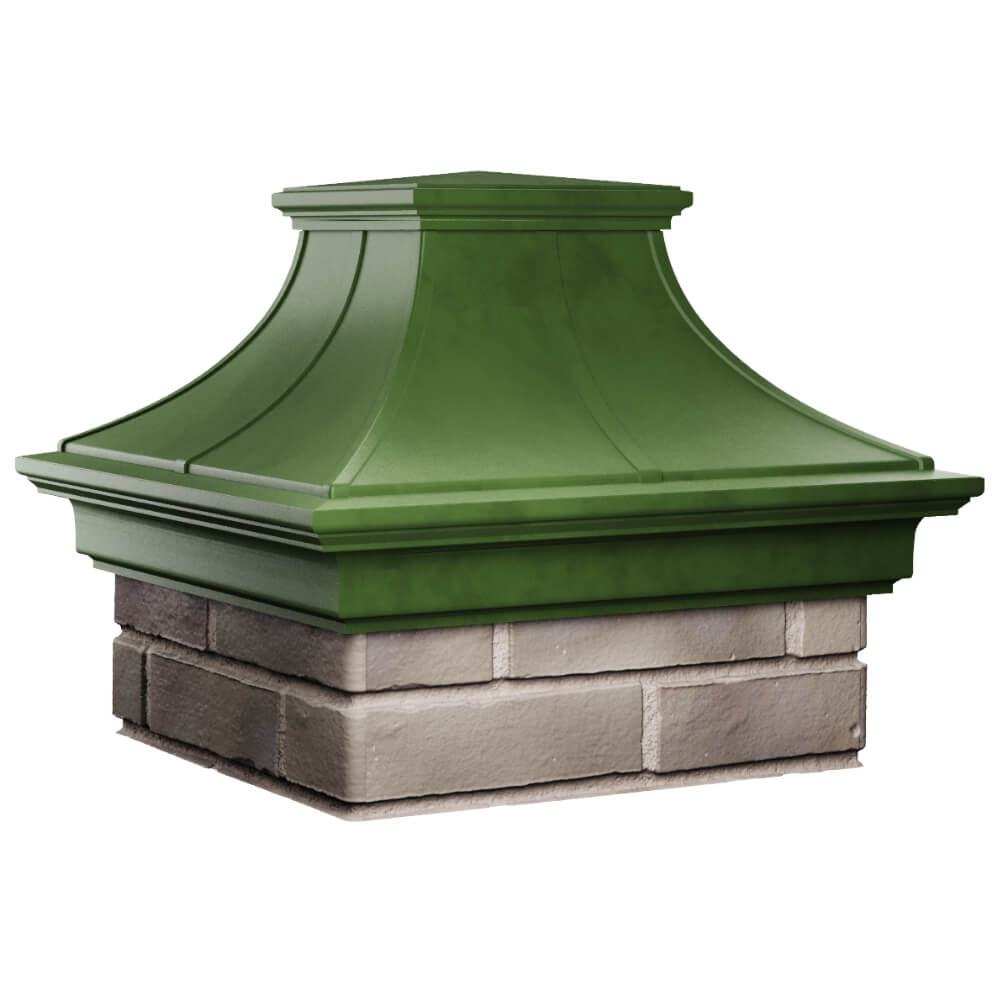 Колпак Zking Монблан Премиум Зеленый на столб 1.5х1.5 кирпича (385х385мм) в Арзамасе фото