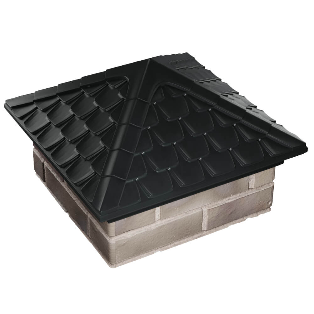 Колпак Zking Эльбрус Черный на столб 1.5х1.5 кирпича (385х385мм) в Арзамасе фото