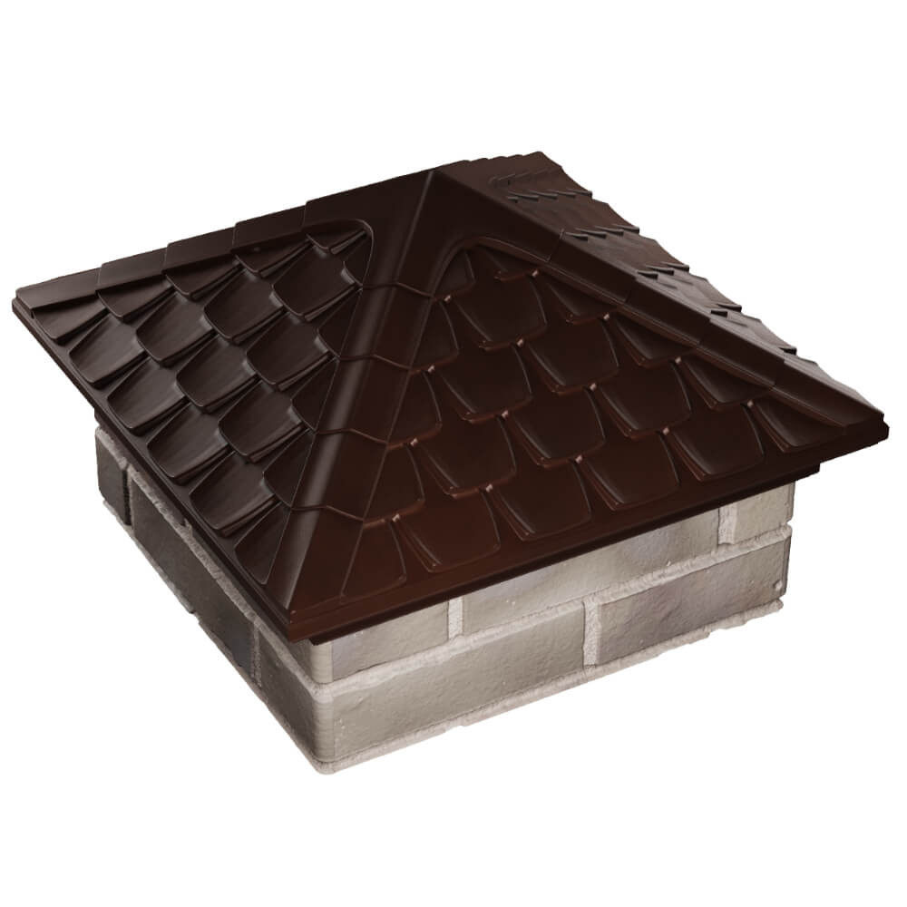 Колпак Zking Эльбрус Коричневый на столб 1.5х1.5 кирпича (385х385мм) в Арзамасе фото