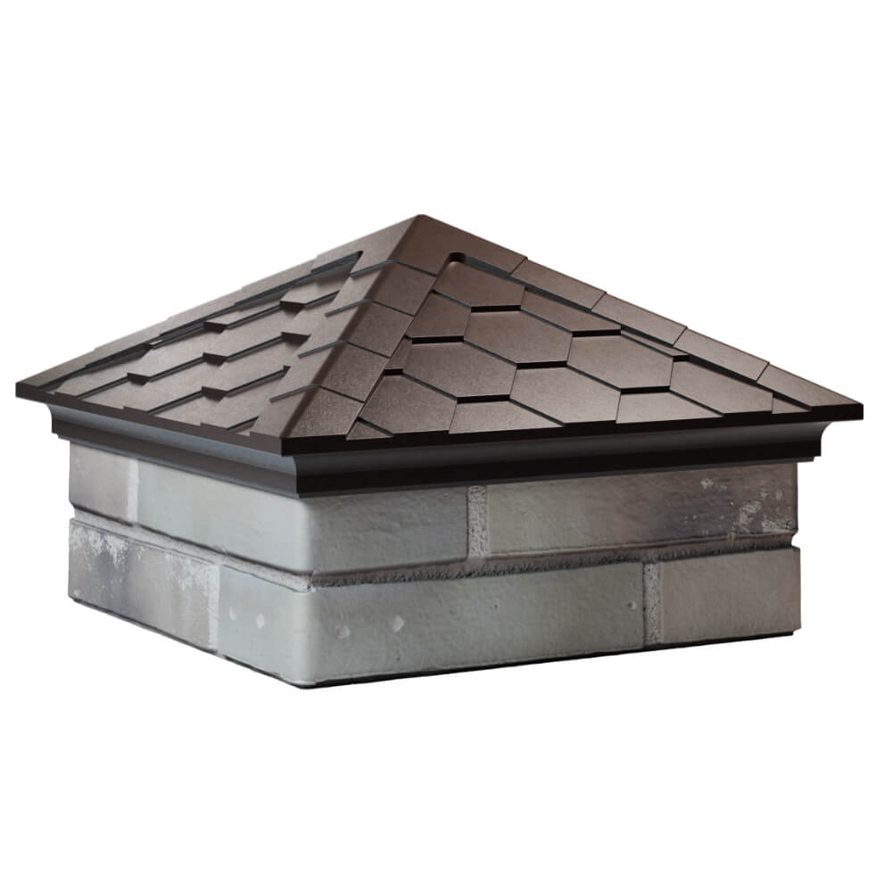 Колпак Zking Эверест Коричневый на столб 1.5х1.5 кирпича (390х390мм) в Арзамасе фото