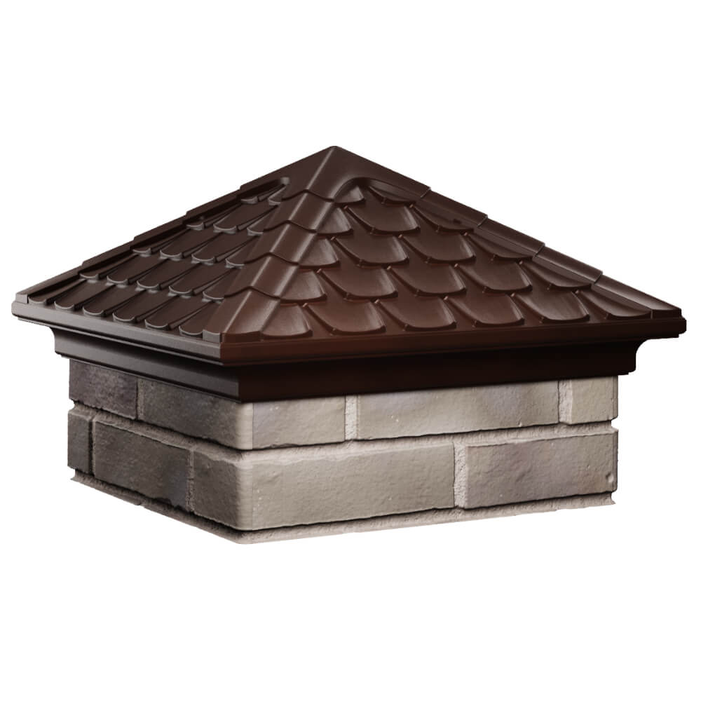 Колпак Zking Эльбрус Коричневый на столб 1.5х1.5 кирпича (385х385мм) в Арзамасе фото
