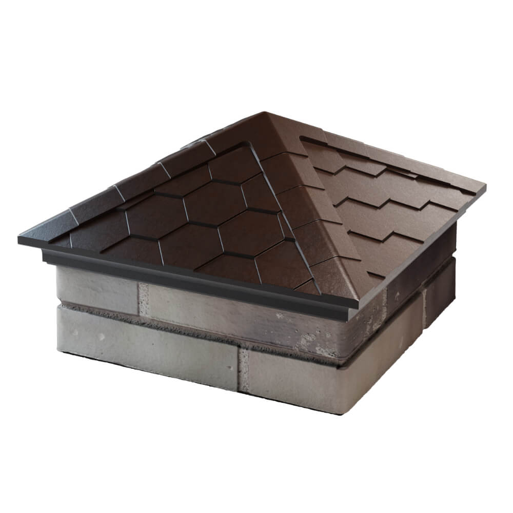 Колпак Zking Эверест Коричневый на столб 1.5х1.5 кирпича (390х390мм) в Арзамасе фото